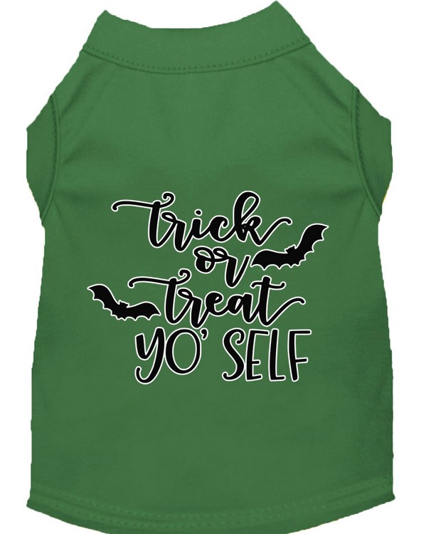 Trick or Treat Yo' Self Screen Print Dog Shirt Green Sm